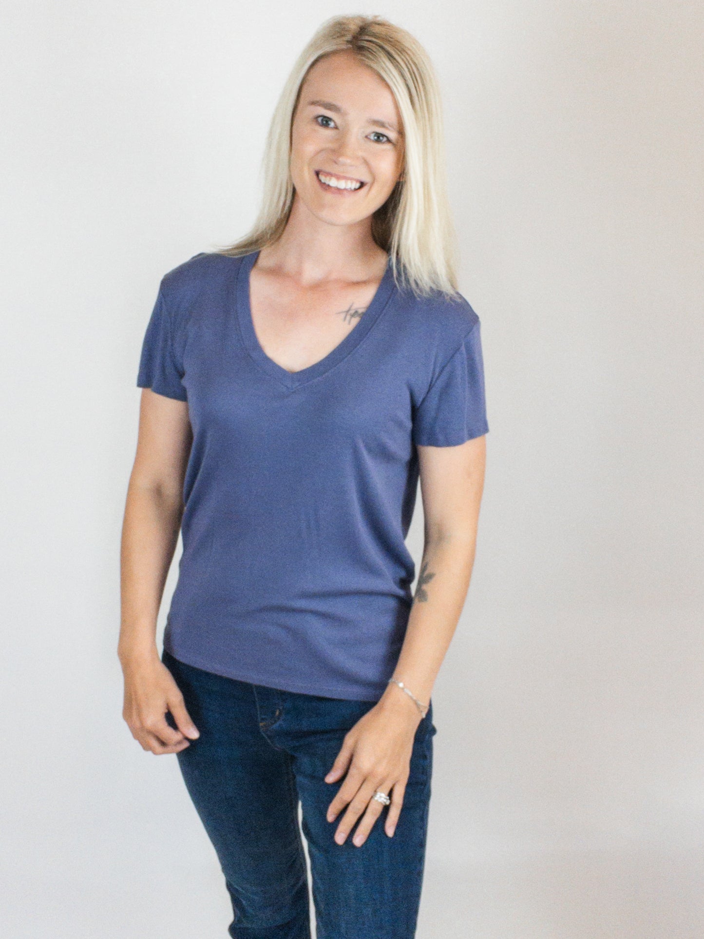 Admiral Blue V-neck Tee