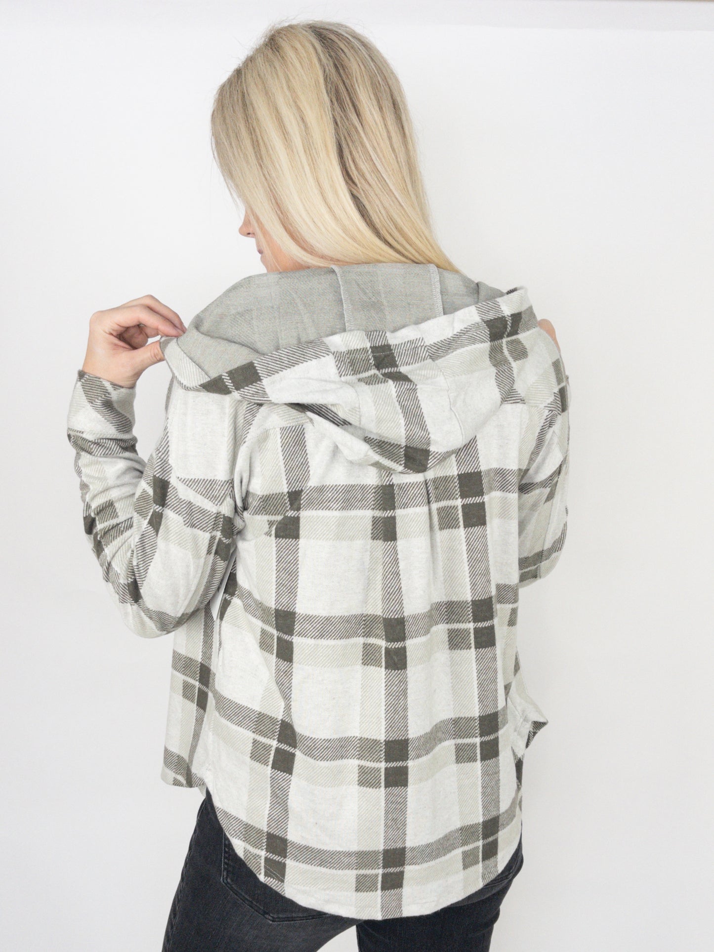 Cherry Hoodie Snow Plaid Flannel