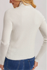 Ivory Wholegarment Mock Neck Ribbed Knit Top