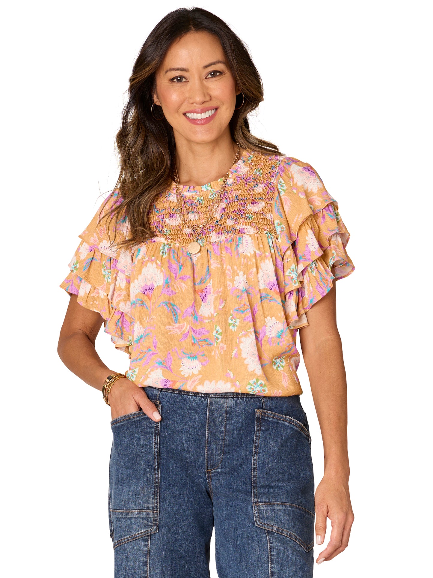 Democracy Floral Ruffle Top
