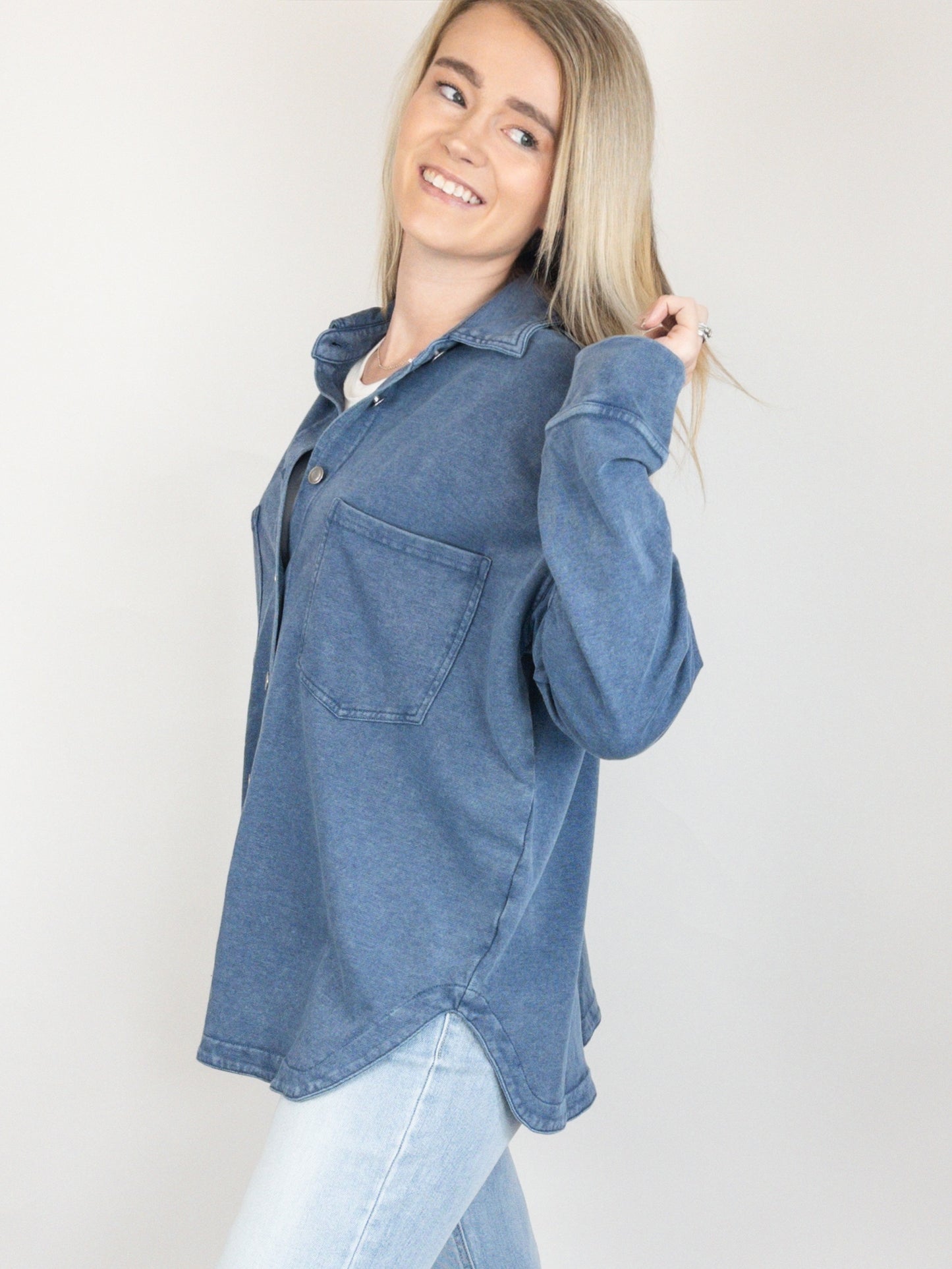 Dark Blue Super Soft Button Down Shirt