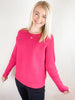 Fuschia Ribbed Curvy Sweater