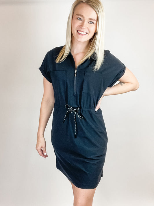 4-Way Stretch Polo Dress With Drawcord