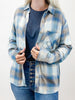 Retro Blue Vintage Plaid Boxy Shirt