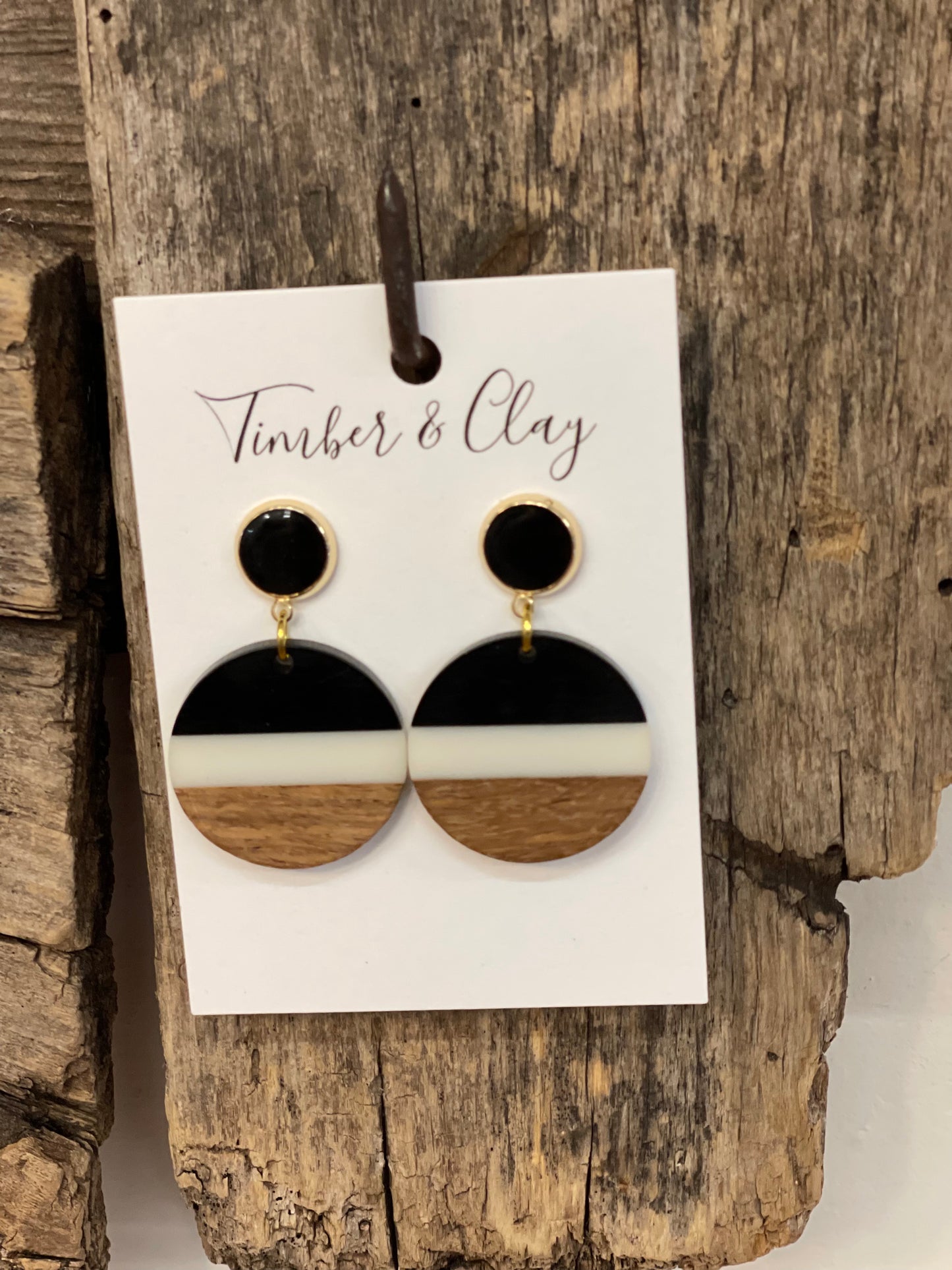 T & C Round Color Block Earrings