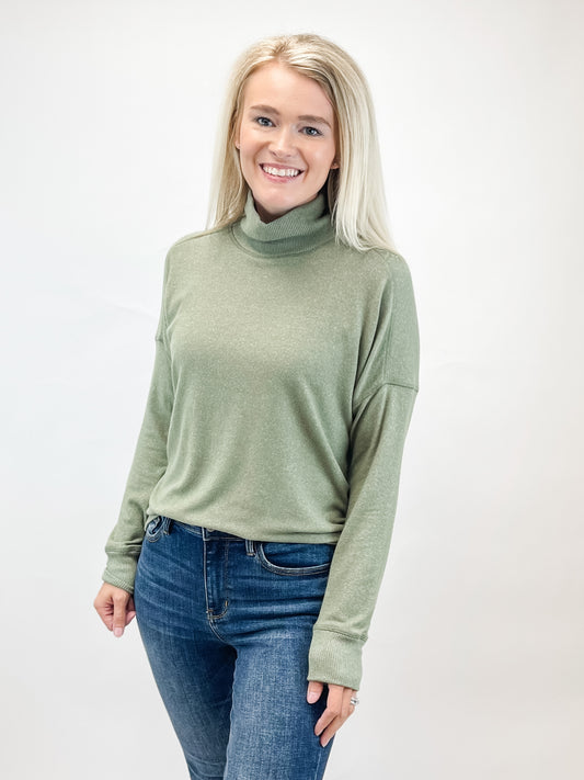 Sage Soft Relaxed Fit Turtle Neck Knit Top