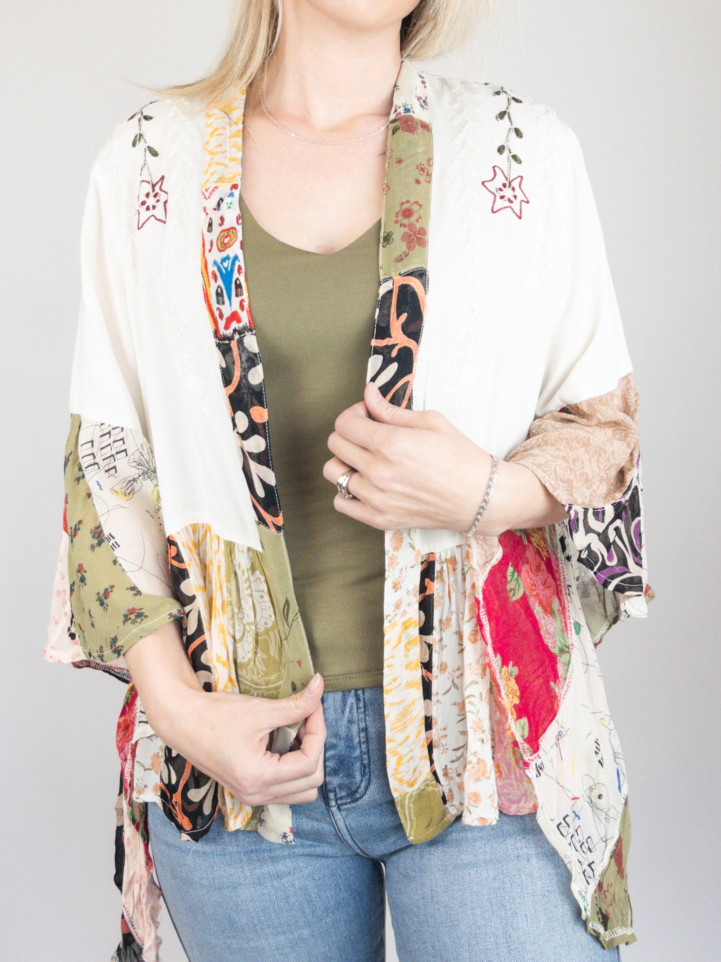 Boho Embroidered Kimono Cardigan