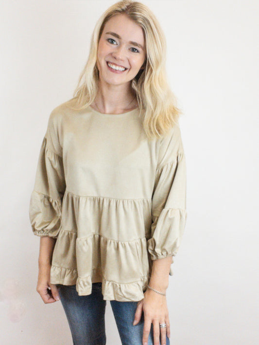 Suede Peplum Blouse