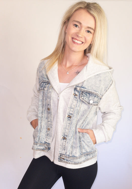 Denim Twofer Hoodie Jacket