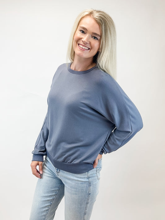 Charcoal Blue Buttery Top