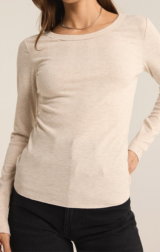 Z Supply Light Oatmeal Heather Rib Top