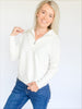 Eggshell Soft Zip-Up V-Neck Sweater