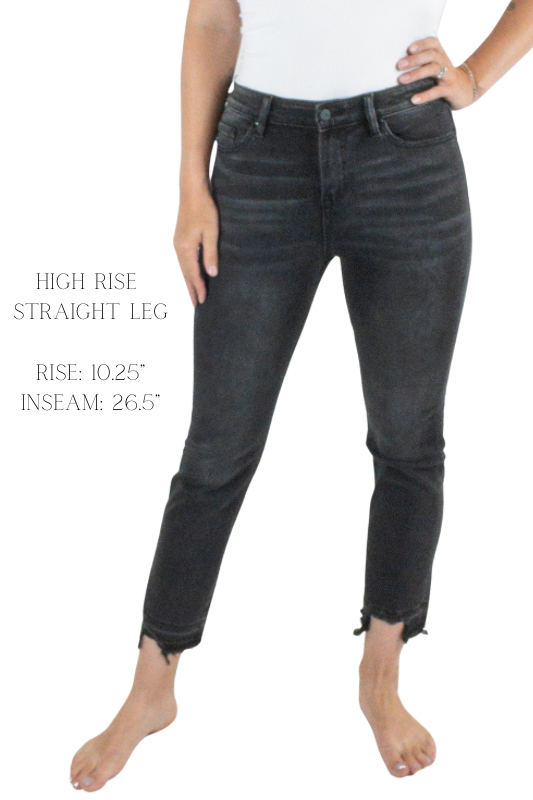 Mica High Rise Straight Leg Jeans - Washed Black