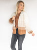 Chunky knit balloon sleeve ombre stripe cozy cardigan with warm colors