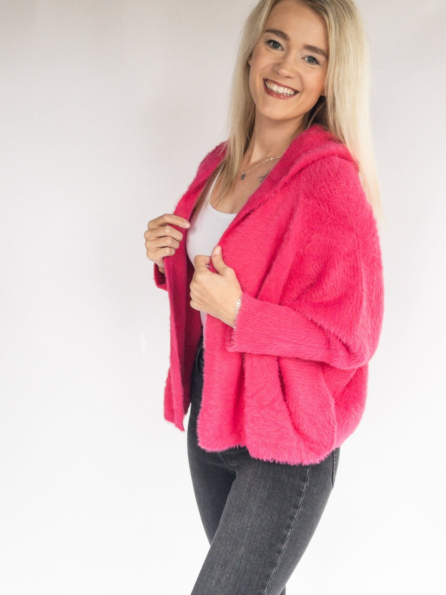 Hot Pink Fuzzy Cardigan