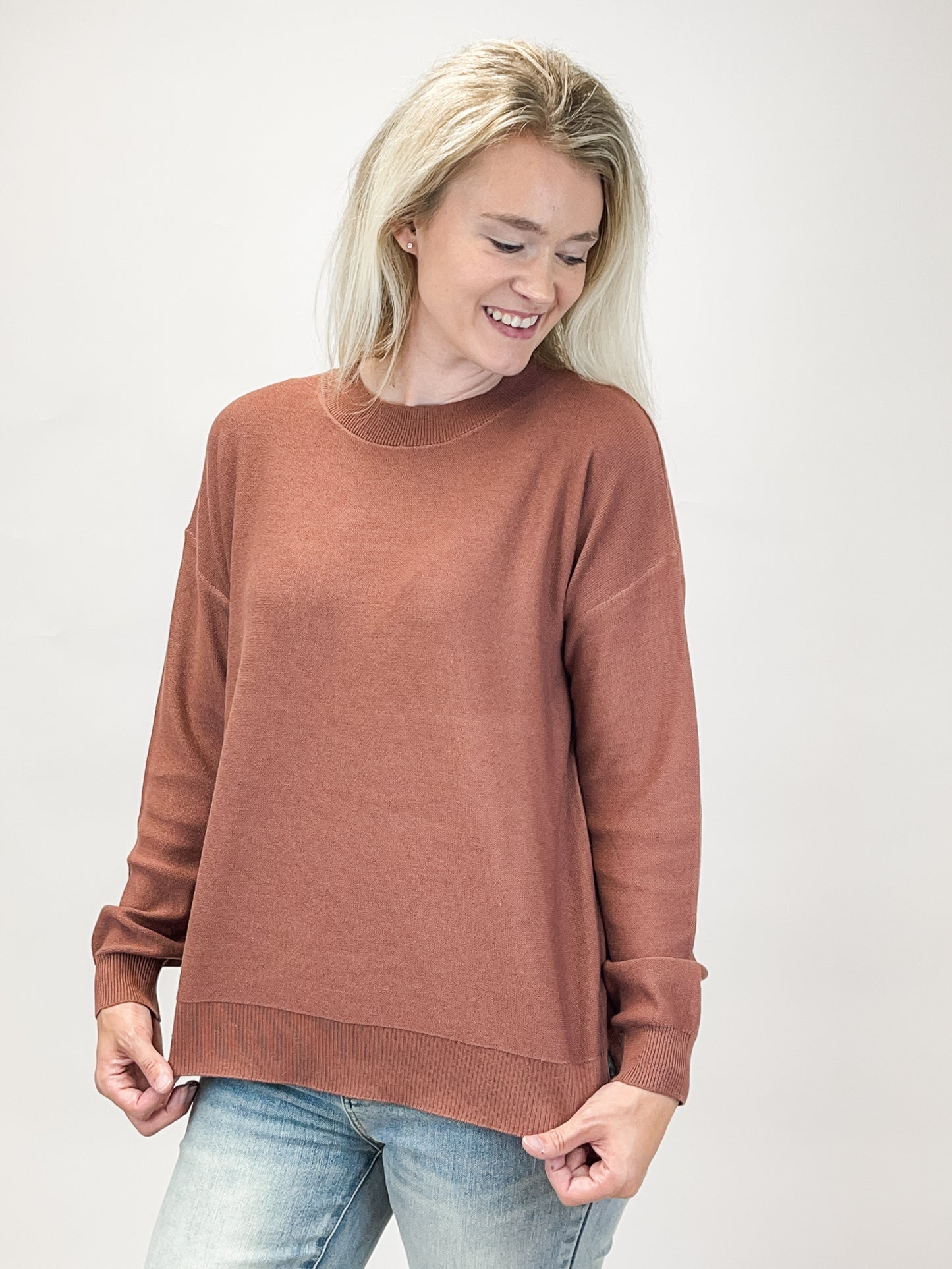 Slightly Oversized Drop Shoulder Sweater Top