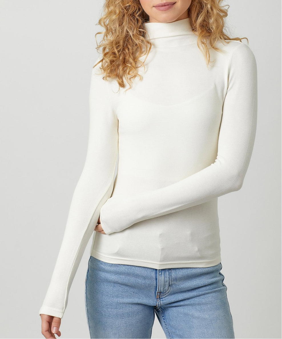 Cream Knit Mock Neck Top