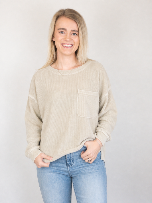 Khaki Ribbed Top