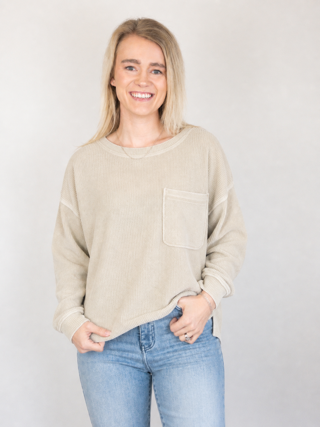Khaki Ribbed Top