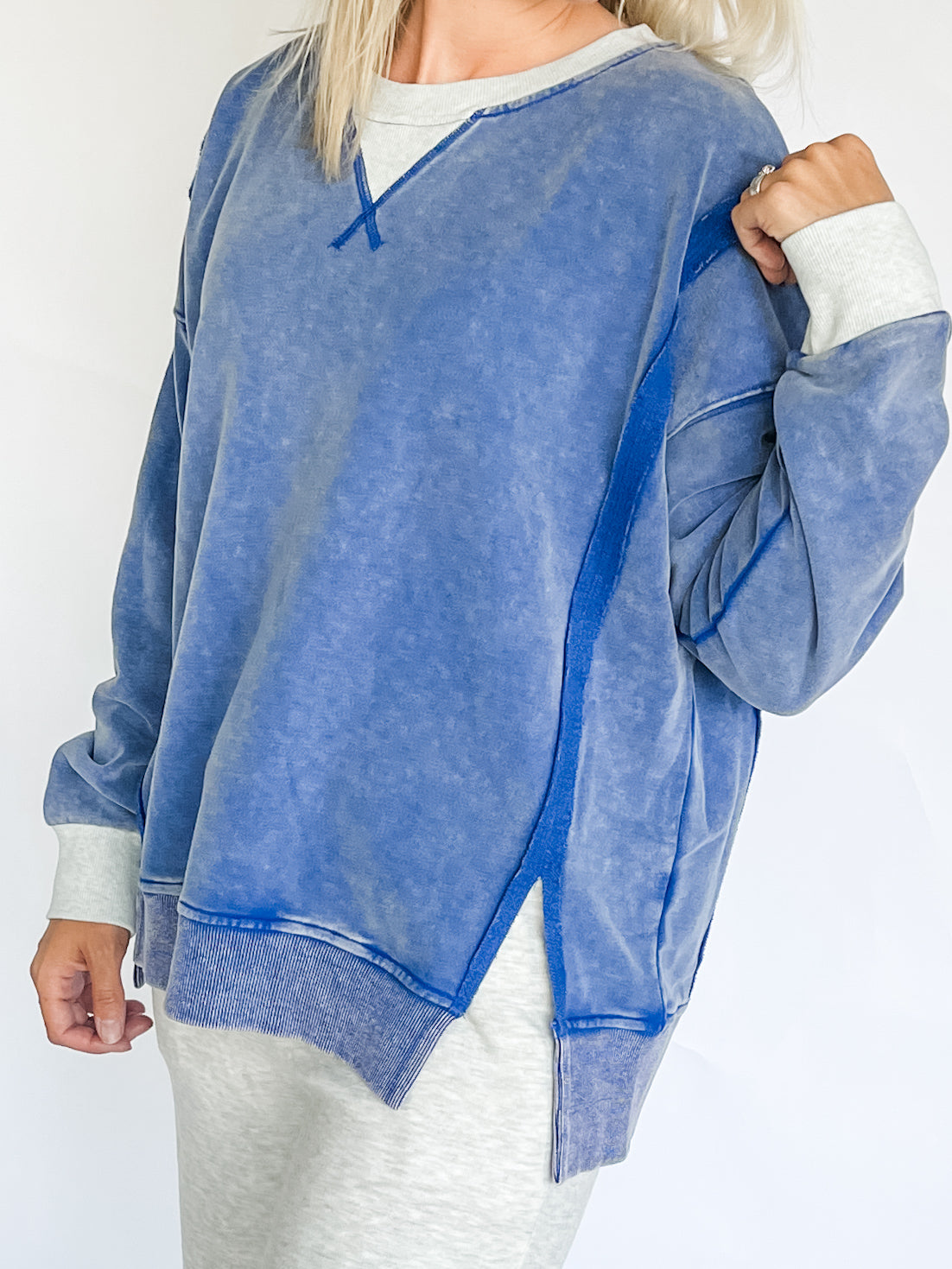 Cobalt Blue Snow Wash Sweatshirt