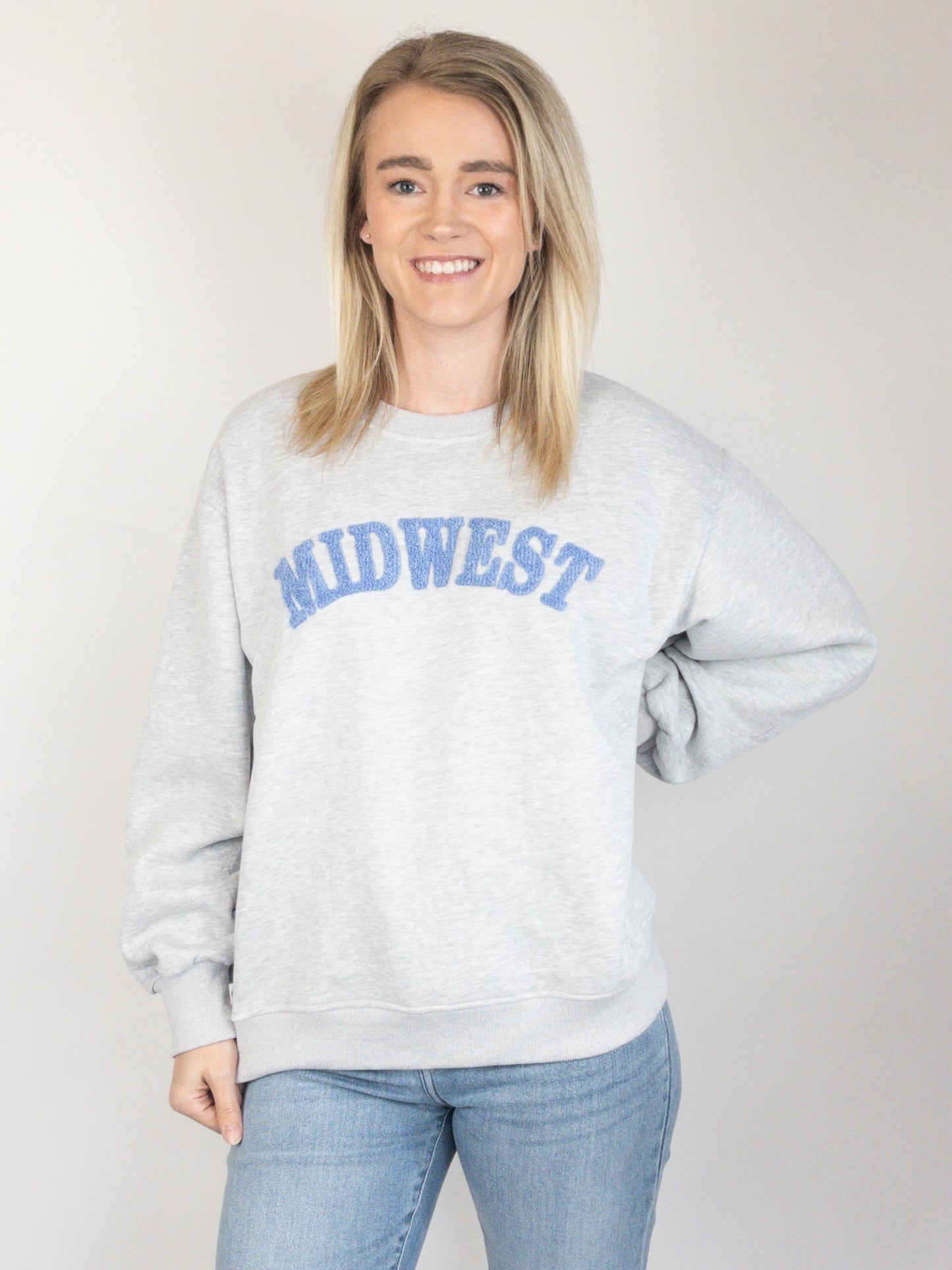 Midwest Graphic Sweatshirt - Light Grey / Blue
