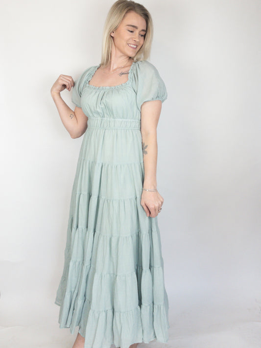 Sea Mist Tiered Maxi Dress