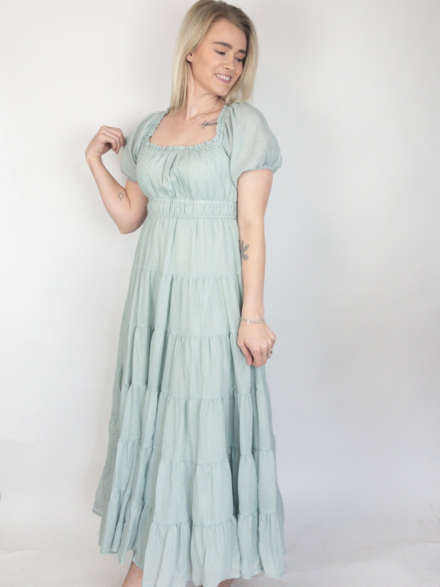 Sea Mist Tiered Maxi Dress