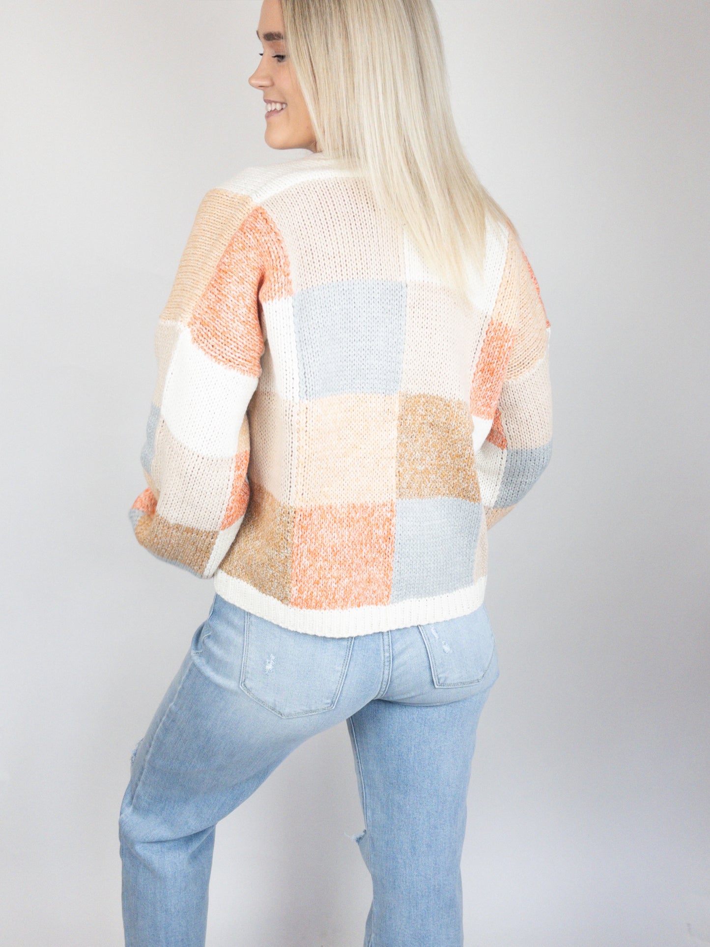 Ivory Orange Mosaic Cardigan