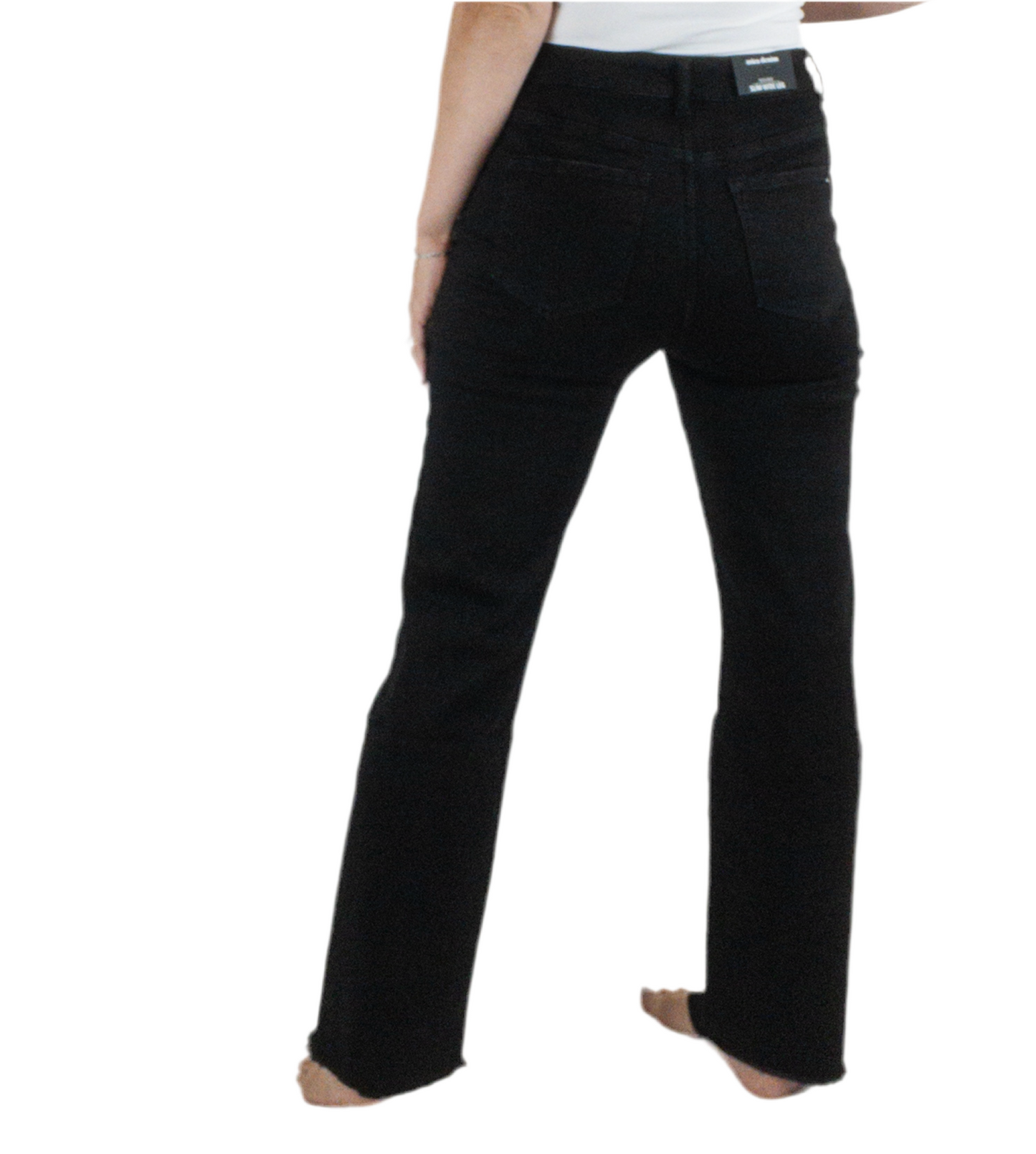 Mica High Rise Slim Wide Jeans - Black