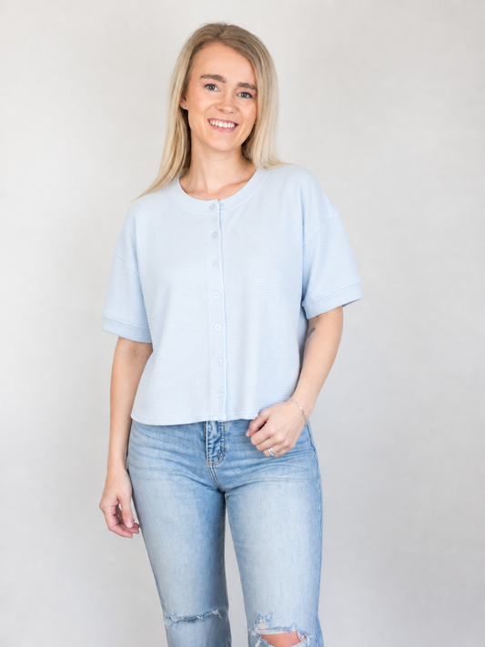 Light Blue Short Sleeve Cardigan