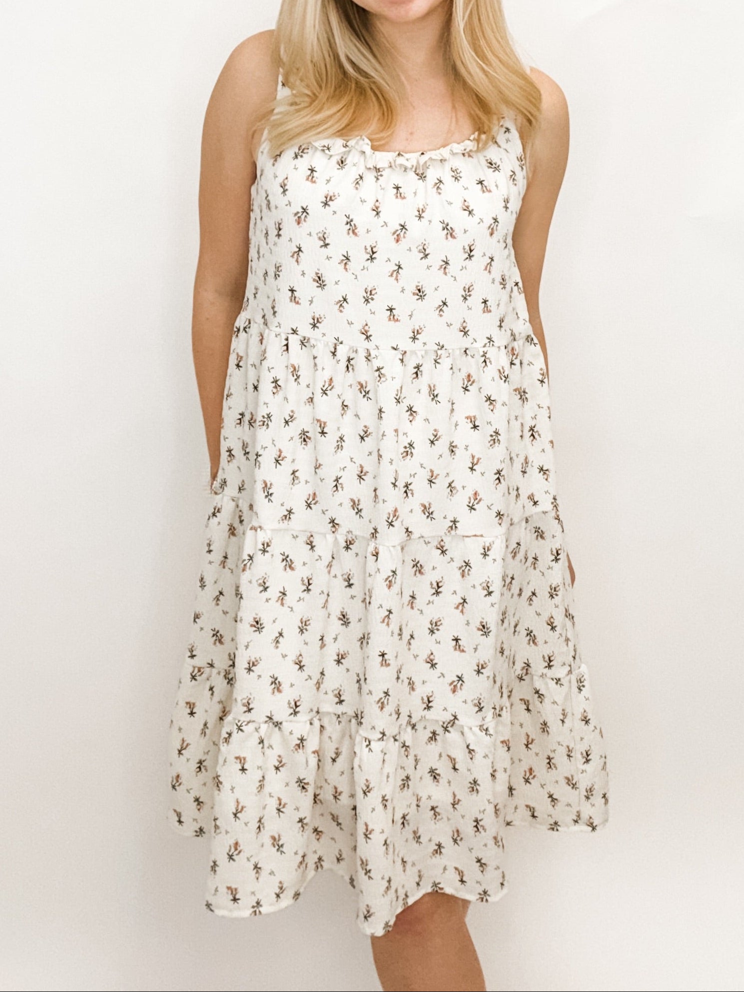 Mikarose Ditsy Floral Cream Dress Small Mikarose Ditsy Floral Cream Dress Small