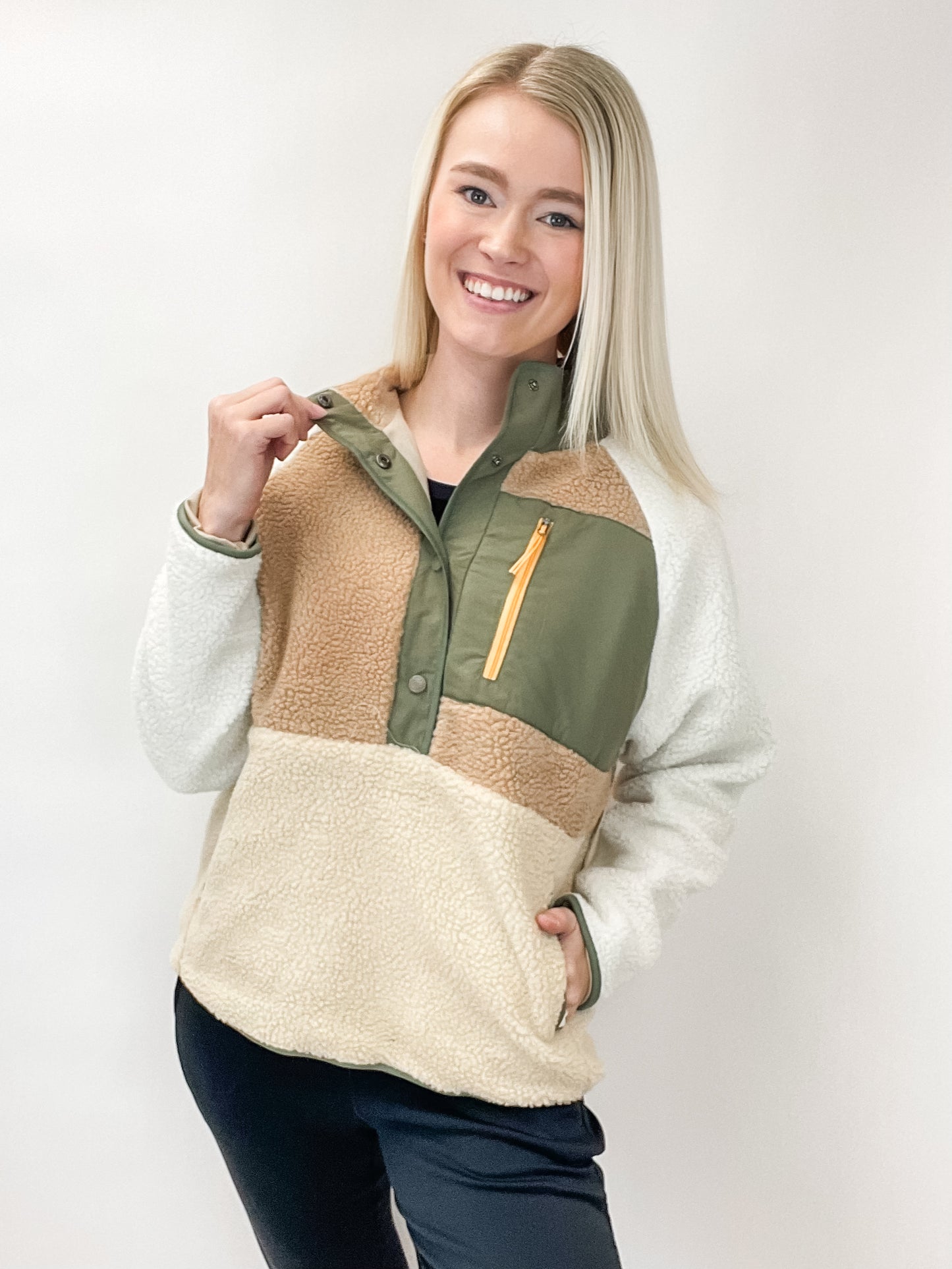 Tara Jersey Lined Snap-Up Pullover Multitone