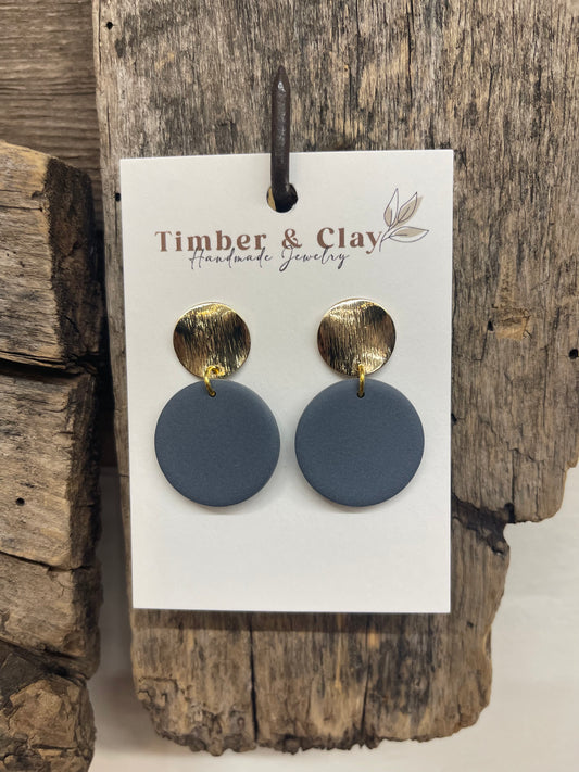 T & C Blue Circle Earrings