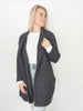 Soft Fuzzy Charcoal Drape Cozy Cardigan