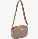 Taupe V Quilted Crossbody