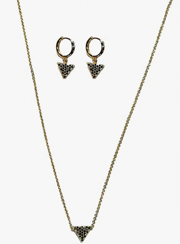 Triangle Necklace With Earrings