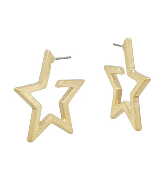 Gold Star Hoop Earrings