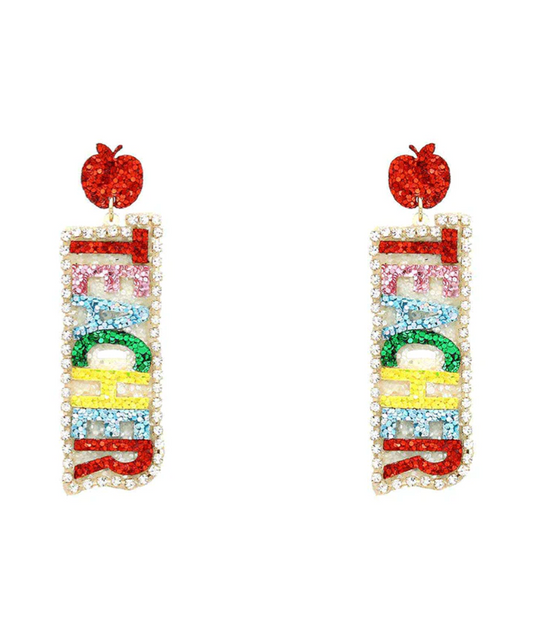 Teacher Glitter Apple Earrings