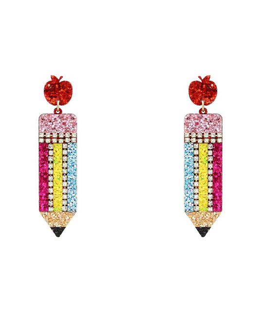 Pencil Glitter Apple Earrings