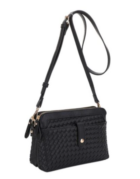 Black Woven Crossbody Purse