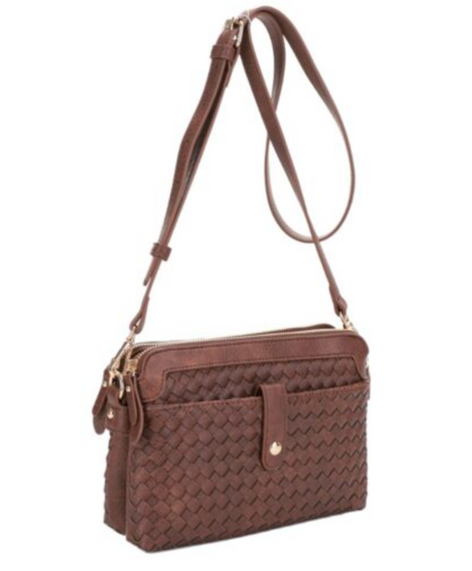 Coffee Woven Crossbody Purse