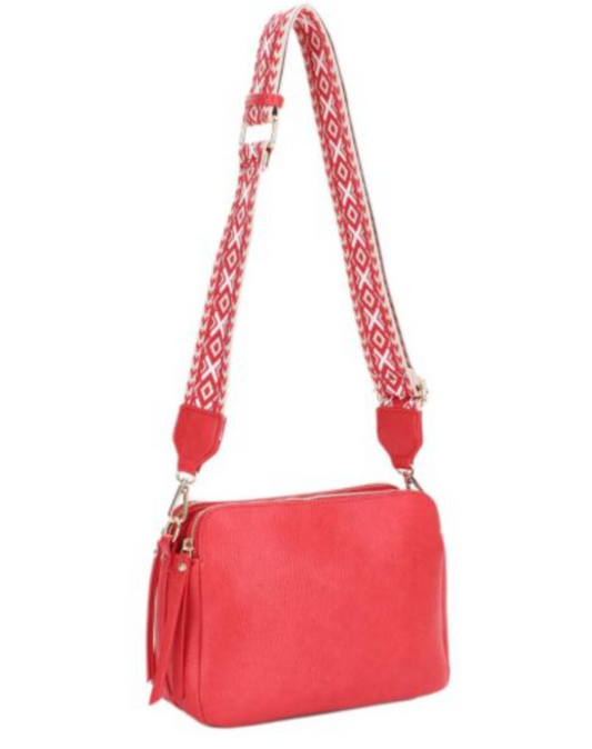 Red Crossbody Purse With Guitar Strap