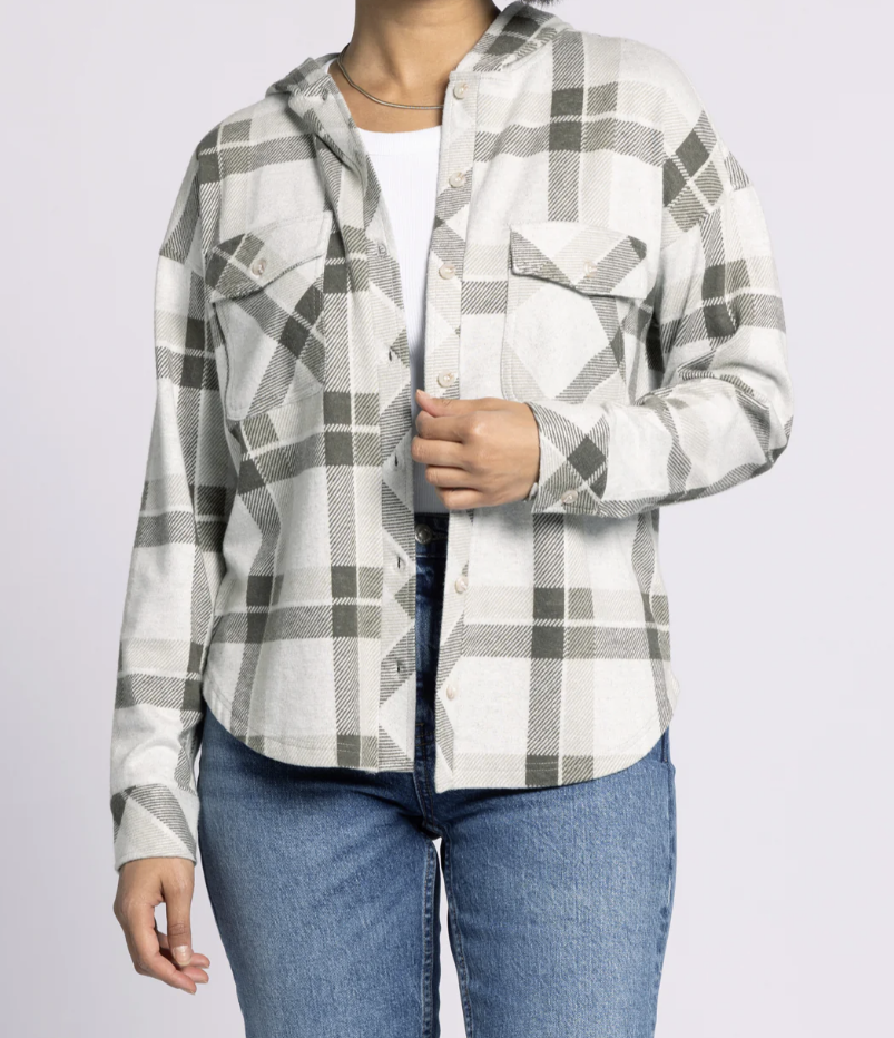 Cherry Hoodie Snow Plaid Flannel