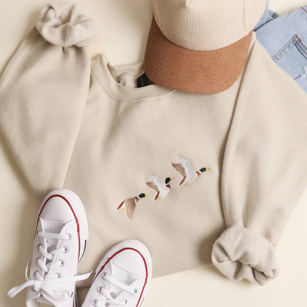 Flying Mallard Embroidered Fleece Sweatshirt