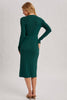Hunter Green Ribbed Knit V-neck Wrap Midi Dress
