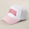 Mama Embroidered Patch Stripe Brim Trucker Hat - Pink