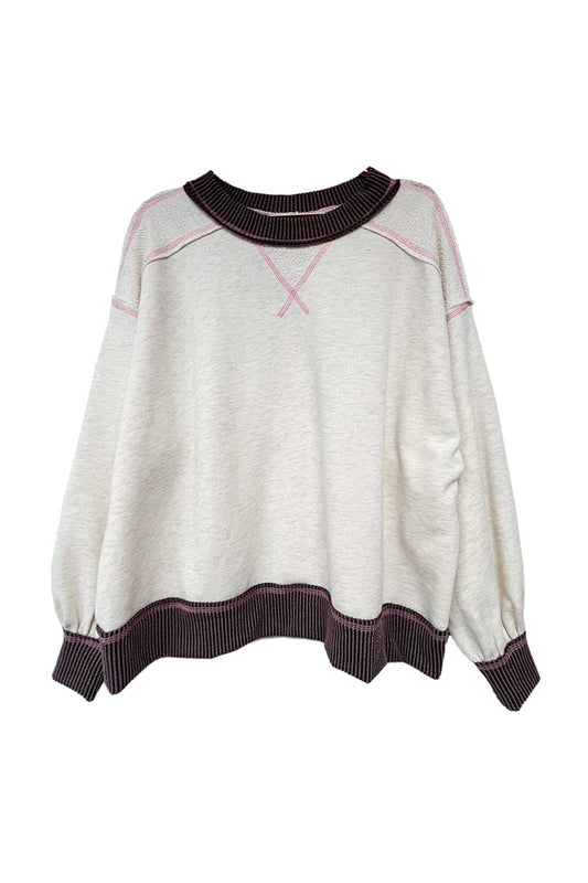Oversized Contrast & Reverse Stitch Detail Sweatshirt