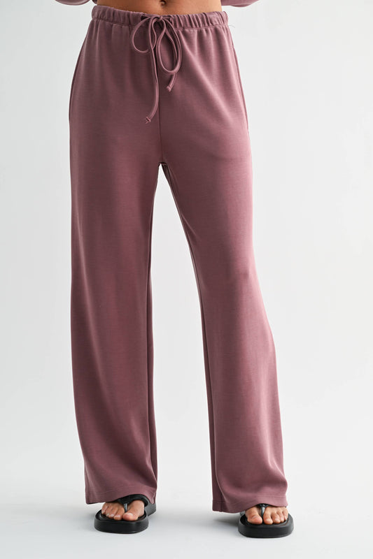 Rose Taupe Scuba Wide-Leg Pant