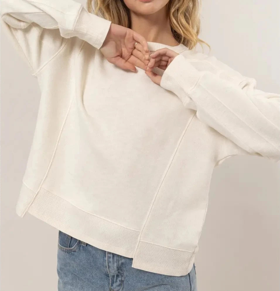 Cream Seam Detail Sweatshirt