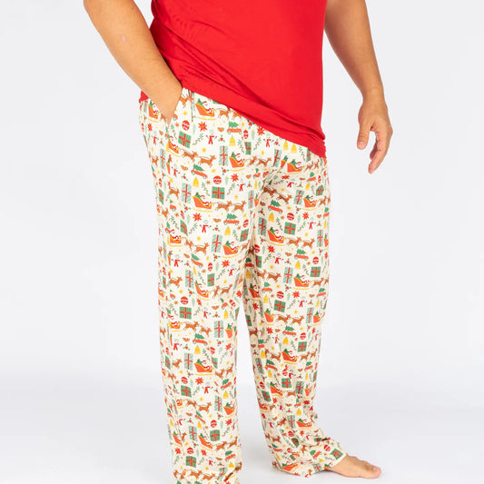 Holiday Vintage Christmas Bamboo Relaxed Unisex Lounge Pants